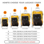 1-Piece Cute Black Cat Autumn Nature Animal Theme  Suitcase Luggage Cover, Stretch Protective Sleeve