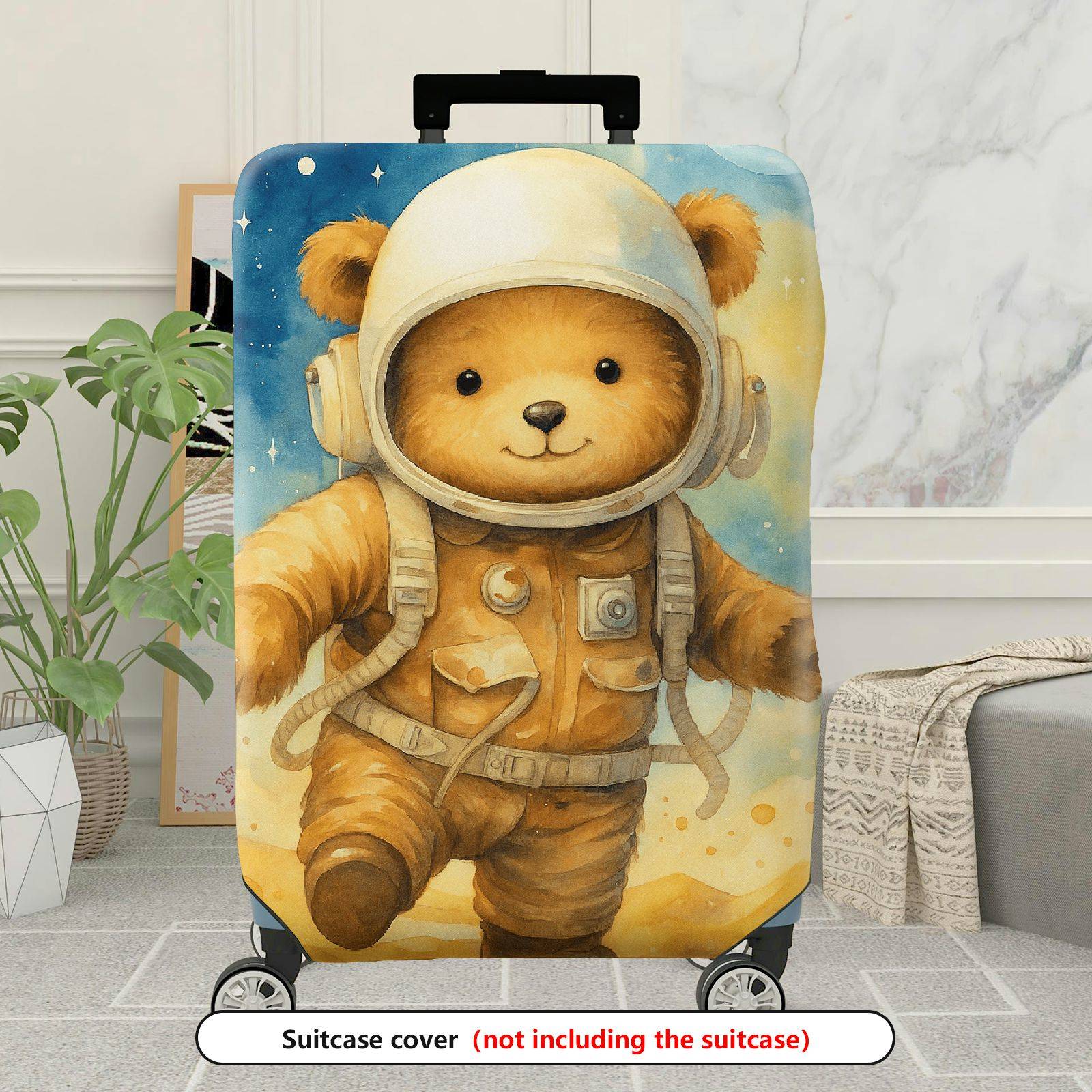 1-Piece Astronaut Bear Cute  Space Star Travel  Suitcase Luggage Cover, Stretch Protective Sleeve