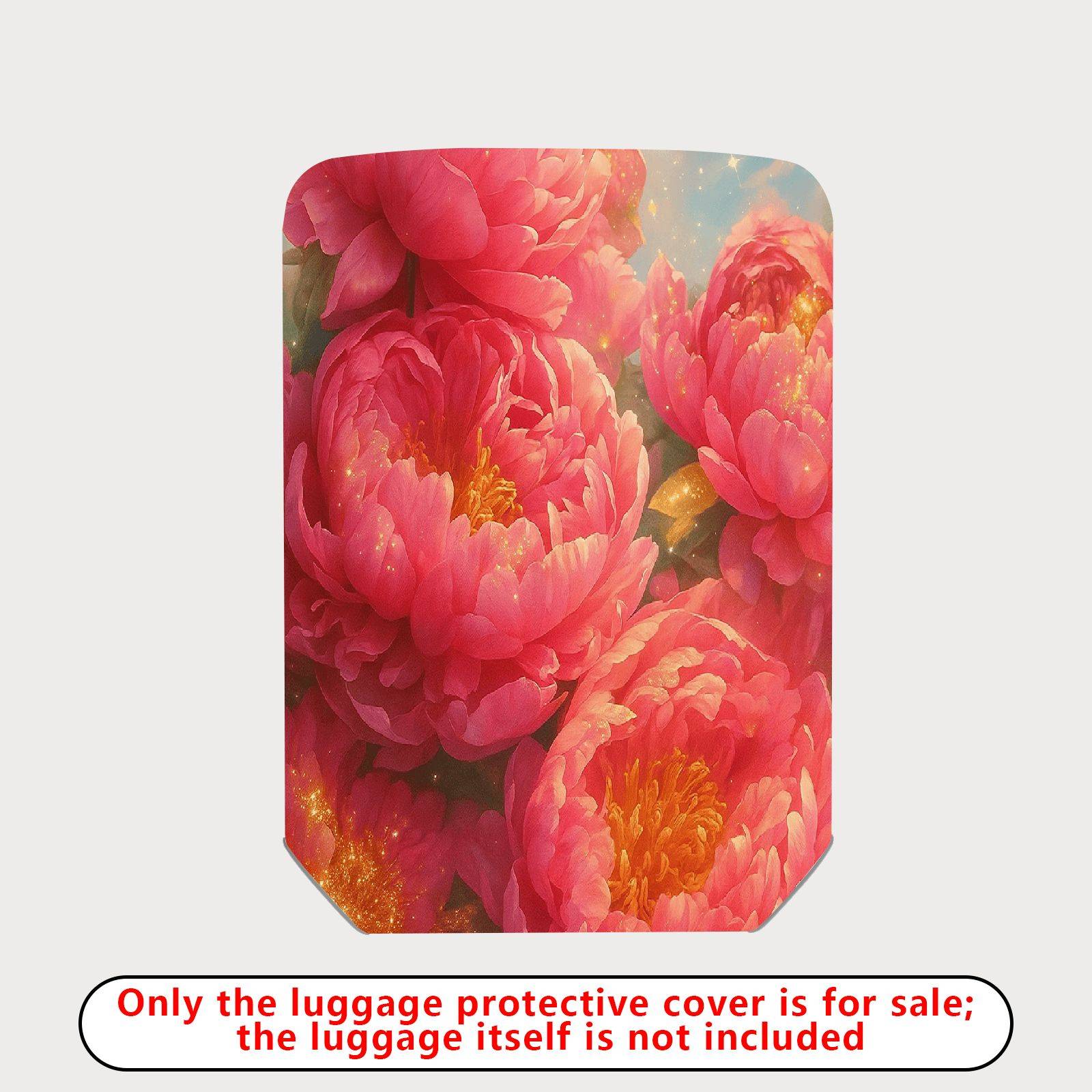 1-Piece Floral Peony Pink Sparkle Artistic Nature  Suitcase Luggage Cover, Stretch Protective Sleeve