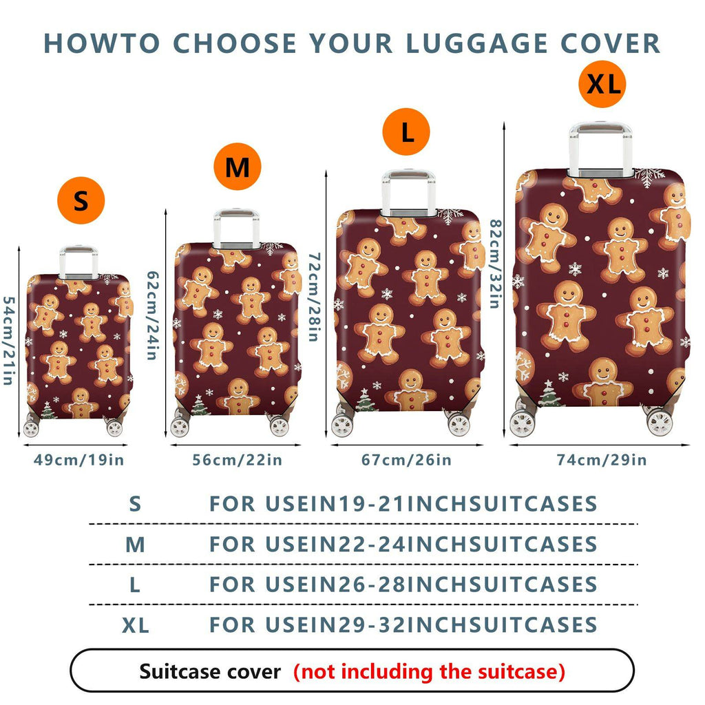 1-Piece Gingerbread Christmas Snowflake Holiday Red  Suitcase Luggage Cover, Stretch Protective Sleeve