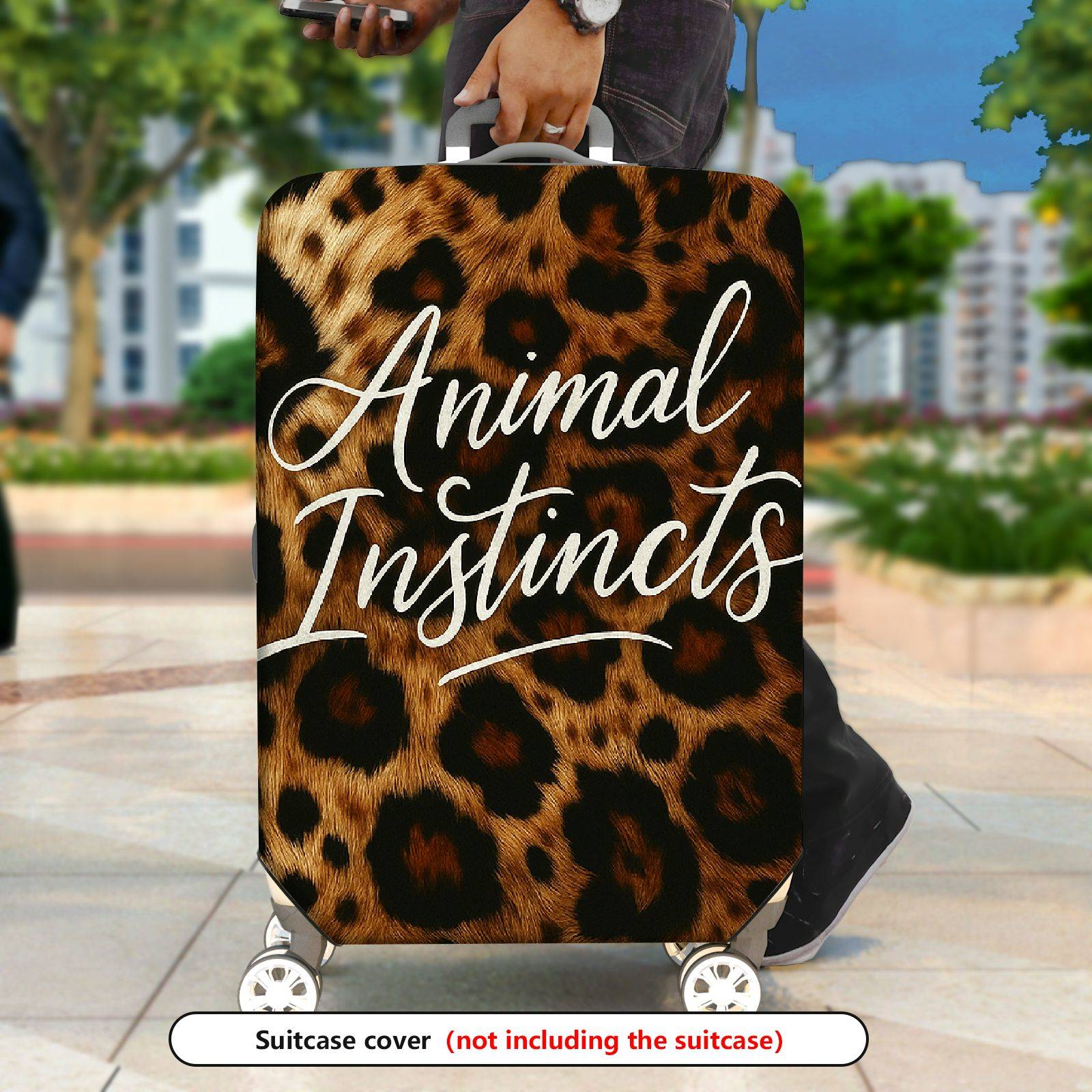 1-Piece Animal Instincts Leopard Print Wild Pattern Bold Style Travel  Suitcase Luggage Cover, Stretch Protective Sleeve