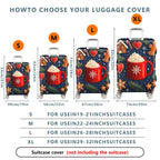 1-Piece Christmas Holiday Winter Mug Gingerbread Heart  Suitcase Luggage Cover, Stretch Protective Sleeve