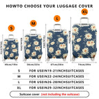 1-Piece Floral Daisy Pattern Blue Luggage  Suitcase Luggage Cover, Stretch Protective Sleeve