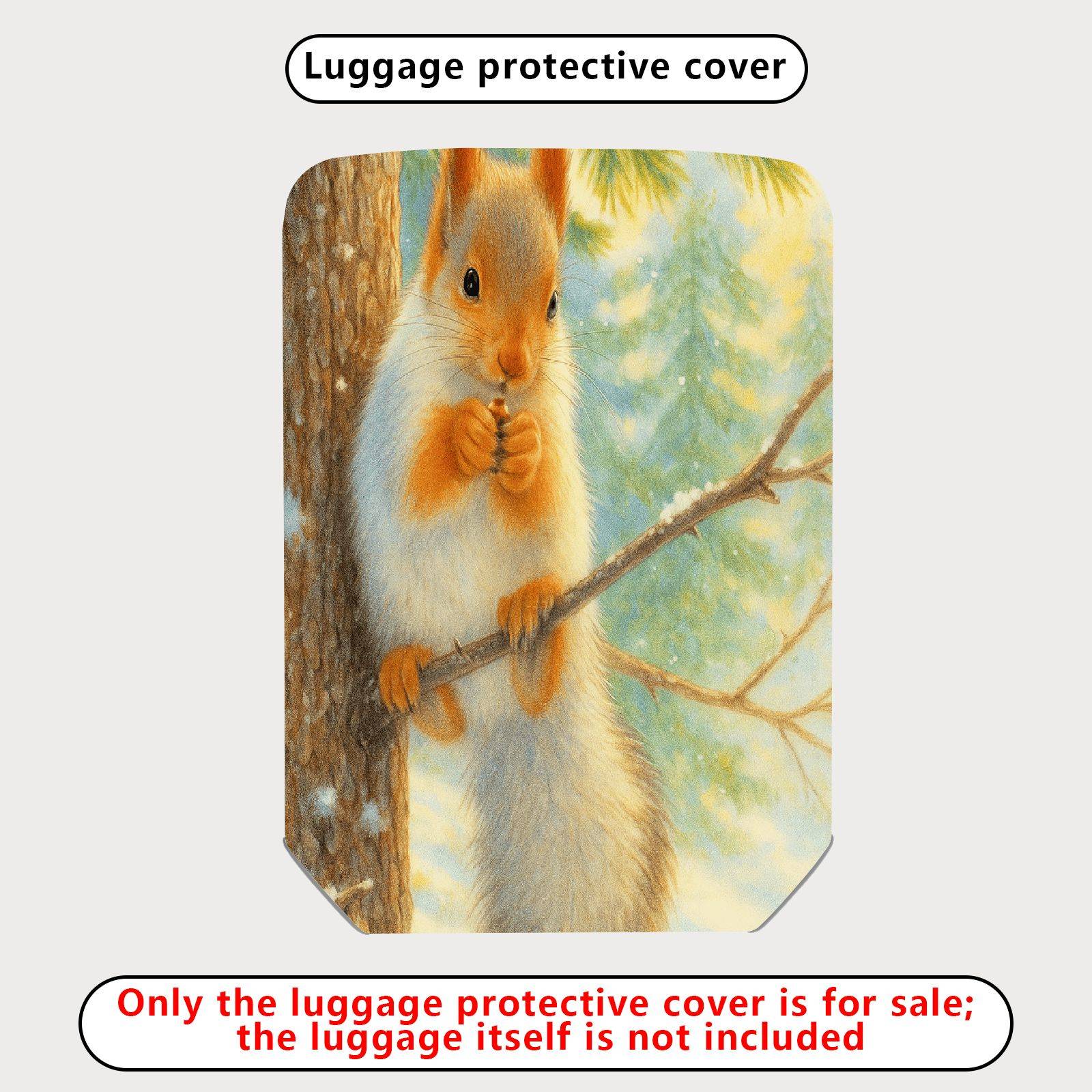 1-Piece Forest Squirrel Winter Scene Cute Animal Nature  Suitcase Luggage Cover, Stretch Protective Sleeve