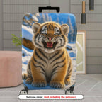 1-Piece Cute Tiger Snow Forest Winter Fun  Suitcase Luggage Cover, Stretch Protective Sleeve