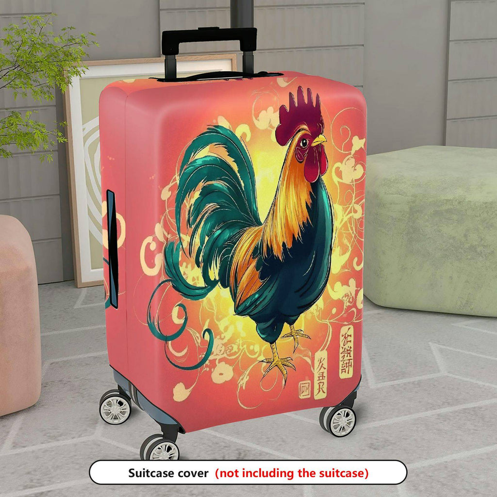 1-Piece Rooster Vibrant Colorful Artistic Bright Energetic  Suitcase Luggage Cover, Stretch Protective Sleeve