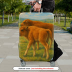 1-Piece Bison Calves Prairie Landscape Nature Wildlife Artistic  Suitcase Luggage Cover, Stretch Protective Sleeve