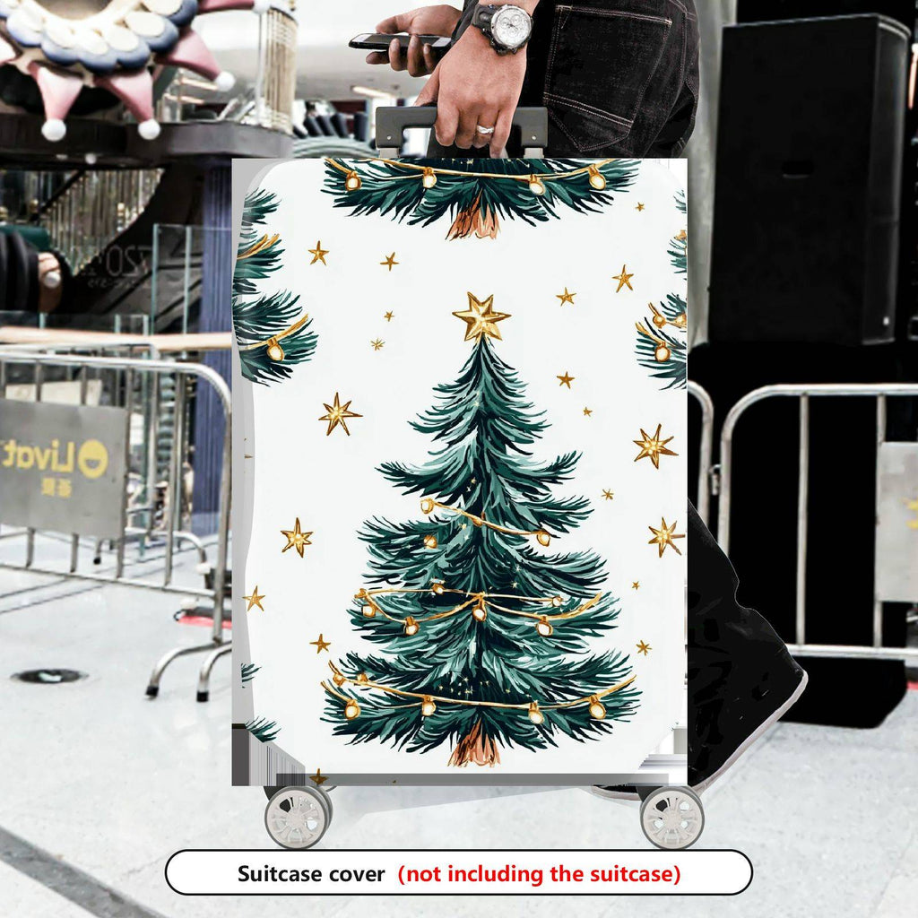 1-Piece Christmas Tree Star Decoration Holiday Lights Snowy  Suitcase Luggage Cover, Stretch Protective Sleeve