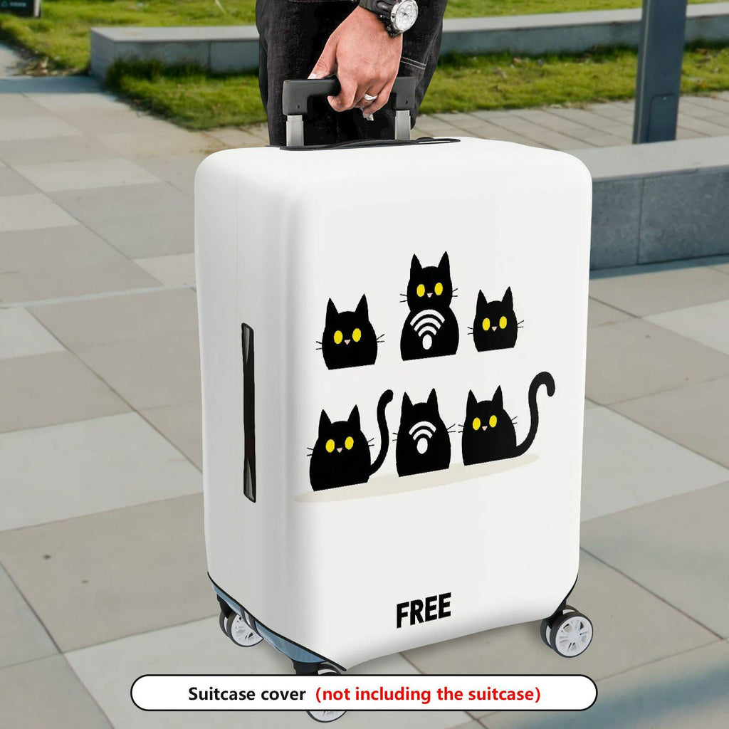 1-Piece Cute Cat Wi-Fi  Graphic Fun Stylish  Suitcase Luggage Cover, Stretch Protective Sleeve