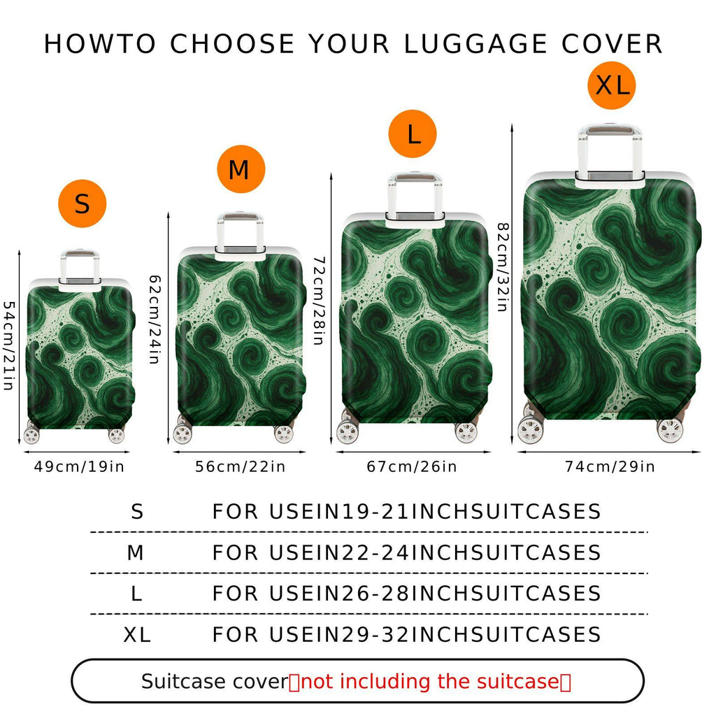 1-Piece Abstract Swirl Pattern Green Artistic Fluid Natural  Suitcase Luggage Cover, Stretch Protective Sleeve