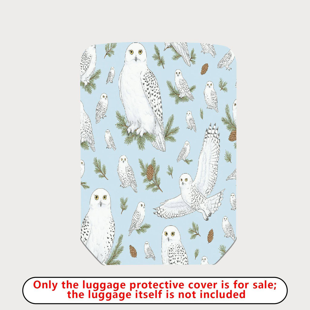 1-Piece Owl Pinecone Pattern Snow Landscape Winter Animal  Suitcase Luggage Cover, Stretch Protective Sleeve
