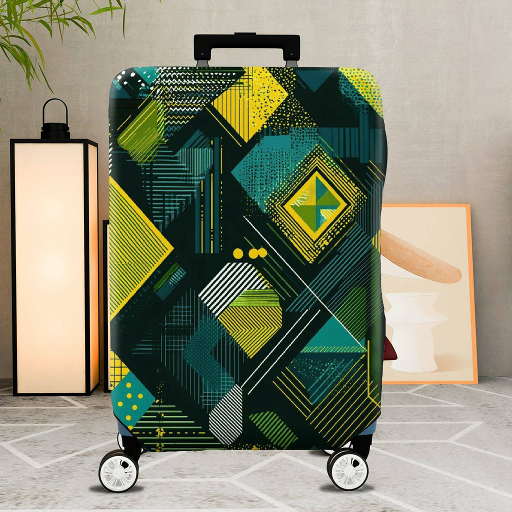 1-Piece Abstract Geometric Colorful Trendy Modern Artistic  Suitcase Luggage Cover, Stretch Protective Sleeve