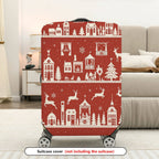 1-Piece Christmas Holiday Winter Reindeer Village Snowflakes  Suitcase Luggage Cover, Stretch Protective Sleeve