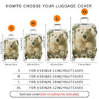 1-Piece Animal Forest Nature Floral Bear Scenic  Suitcase Luggage Cover, Stretch Protective Sleeve