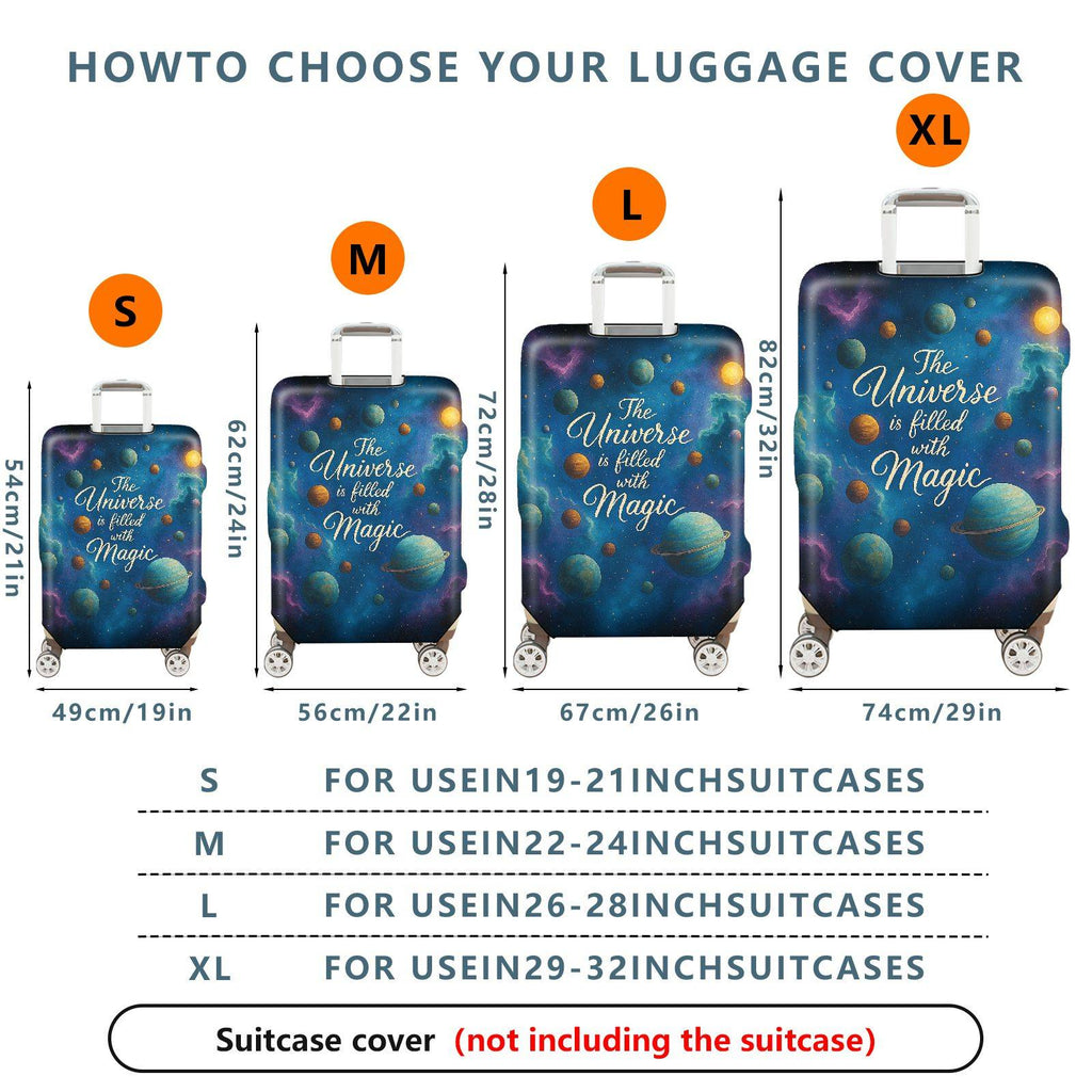 1-Piece Universe Galaxy Space Magic Cosmic Celestial  Suitcase Luggage Cover, Stretch Protective Sleeve