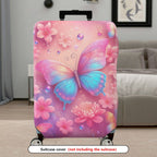 1-Piece Colorful Butterfly Floral Shimmer Watercolor Fantasy  Suitcase Luggage Cover, Stretch Protective Sleeve
