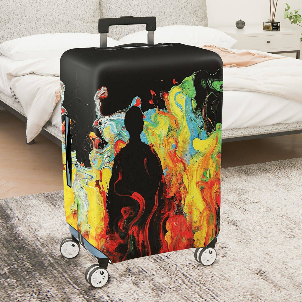 1-Piece Abstract Colorful Artistic Silhouette Creative Vivid  Suitcase Luggage Cover, Stretch Protective Sleeve
