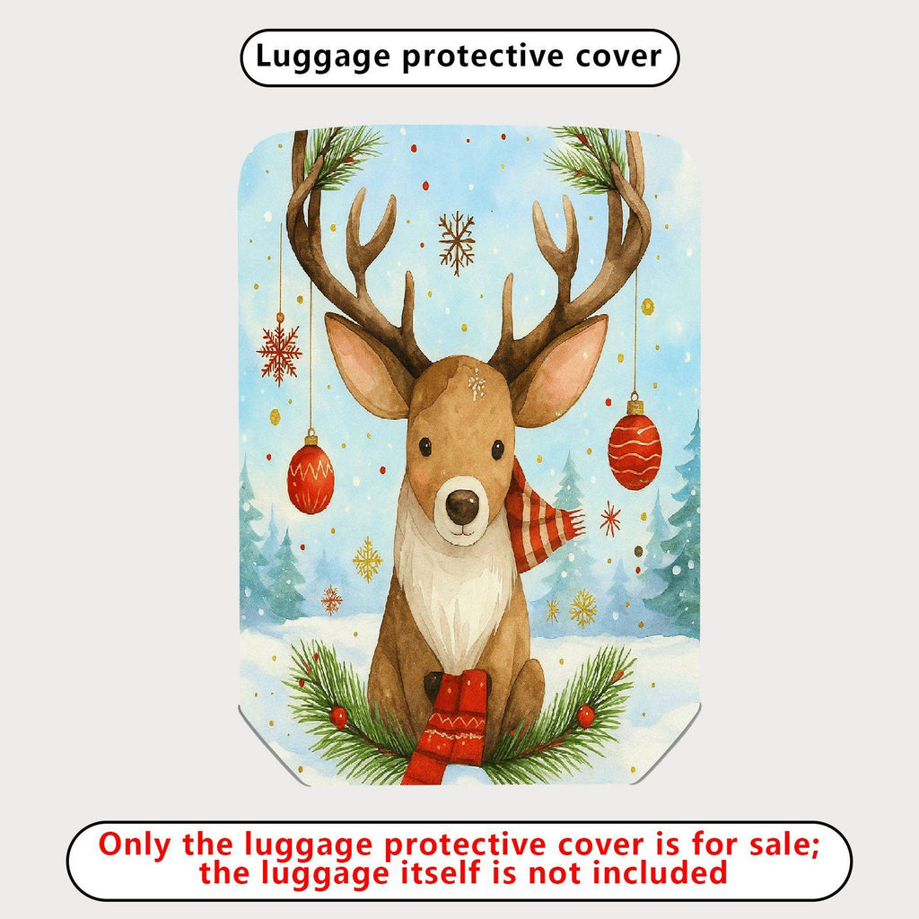 1-Piece Reindeer Winter Snowflakes Ornaments Holiday  Suitcase Luggage Cover, Stretch Protective Sleeve