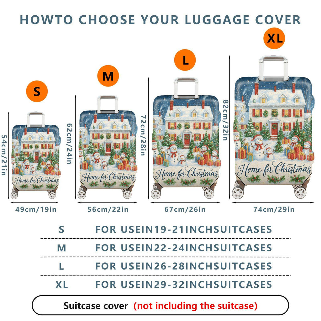 1-Piece Snowman Christmas Celebration Winter Holiday Gift House  Suitcase Luggage Cover, Stretch Protective Sleeve