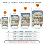 1-Piece Snowman Christmas Celebration Winter Holiday Gift House  Suitcase Luggage Cover, Stretch Protective Sleeve