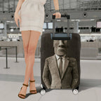 1-Piece Abstract Sculpture Suit Moai Art Stone  Suitcase Luggage Cover, Stretch Protective Sleeve