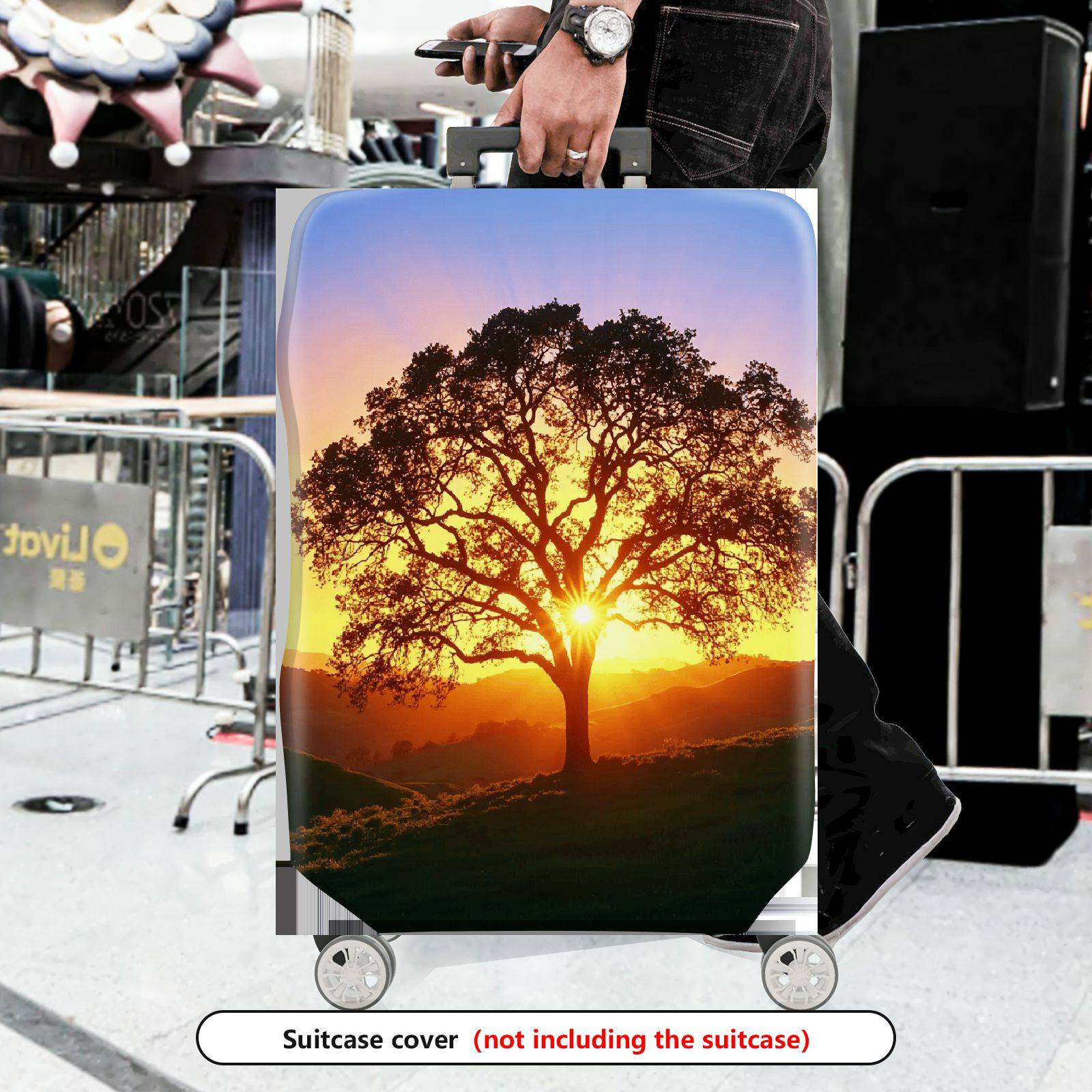 1-Piece Sunrise Tree Nature Landscape Scenery Sunset  Suitcase Luggage Cover, Stretch Protective Sleeve