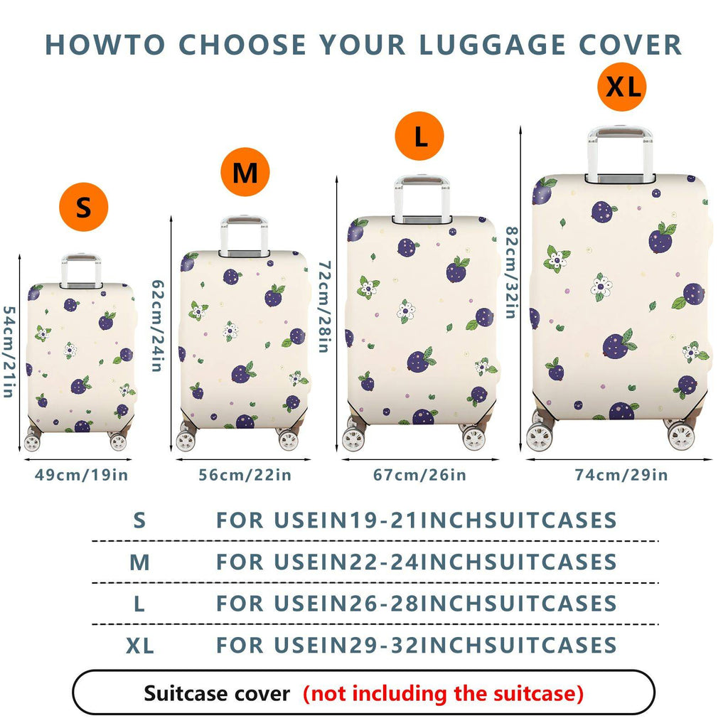 1-Piece Purple Berry Floral Travel  Cute Holiday  Suitcase Luggage Cover, Stretch Protective Sleeve