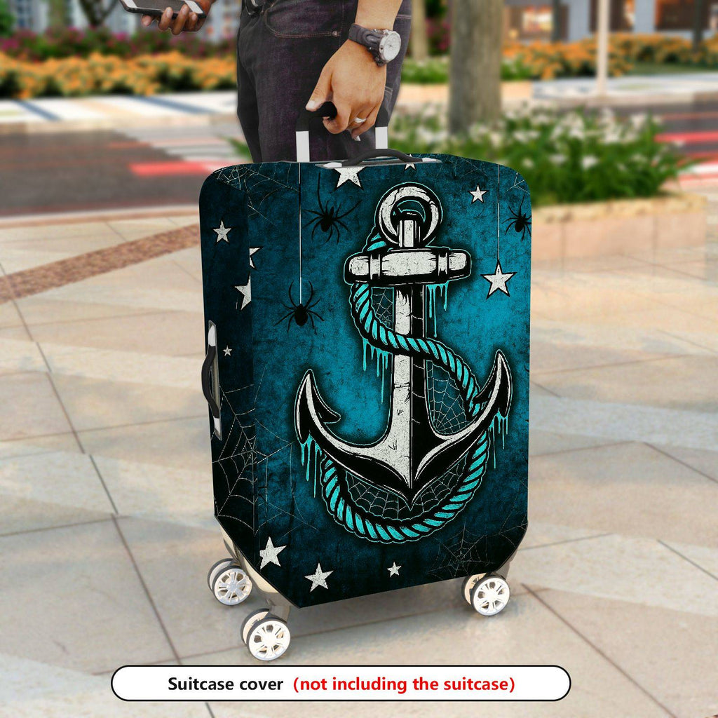 1-Piece Anchor Rope Stars Spider Web Nautical  Suitcase Luggage Cover, Stretch Protective Sleeve