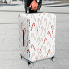 1-Piece Christmas Candy Cane Holiday Snow Festive  Suitcase Luggage Cover, Stretch Protective Sleeve