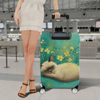 1-Piece Cute Floral Sleeping Cat Nature Artful  Suitcase Luggage Cover, Stretch Protective Sleeve