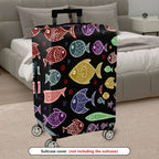 1-Piece Colorful Fish Pattern Ocean  Artistic Vibrant  Suitcase Luggage Cover, Stretch Protective Sleeve