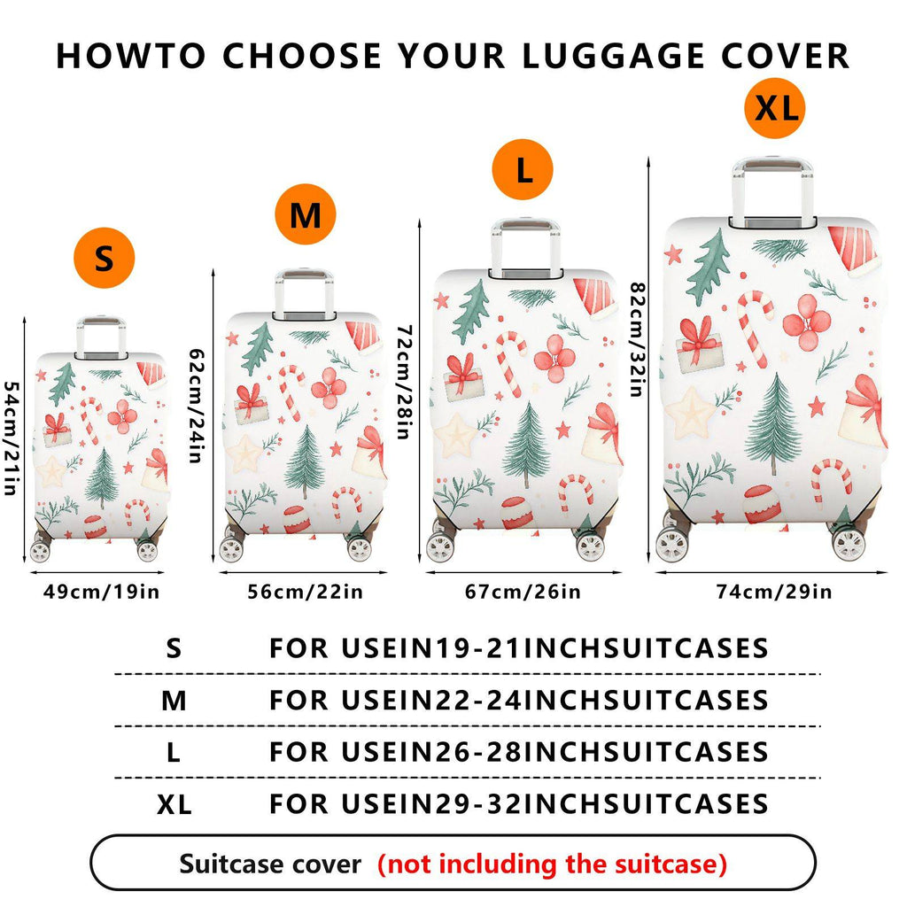 1-Piece Christmas Holiday Festive Xmas Seasonal  Suitcase Luggage Cover, Stretch Protective Sleeve