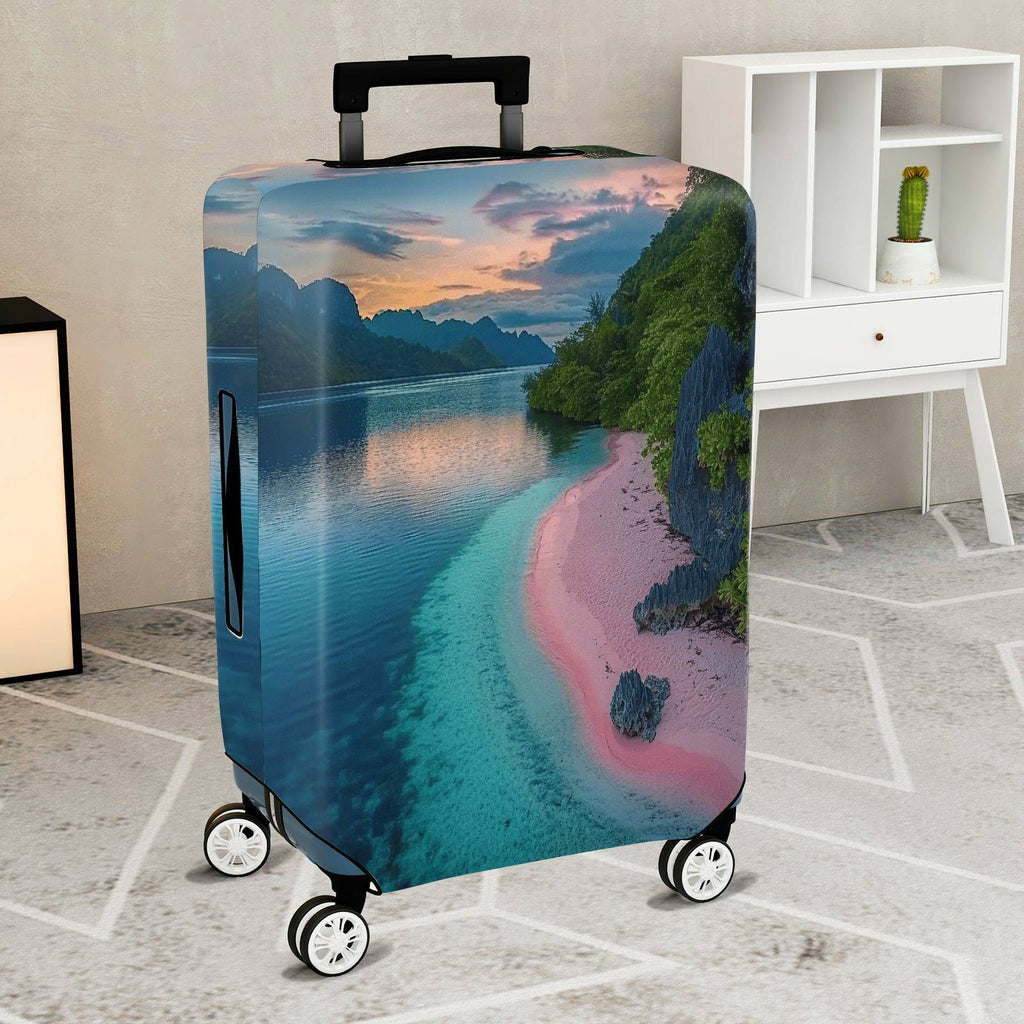 1-Piece Sunset Beach Ocean Nature Landscape Scenic  Suitcase Luggage Cover, Stretch Protective Sleeve