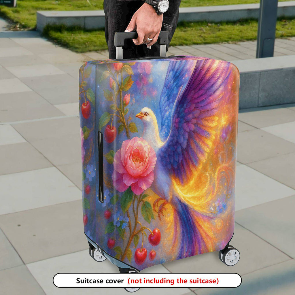 1-Piece Colorful Artistic Floral Bird Fruit  Suitcase Luggage Cover, Stretch Protective Sleeve
