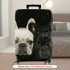 1-Piece Adorable Bulldog Starry Night Pet Lover Cute Dog  Suitcase Luggage Cover, Stretch Protective Sleeve
