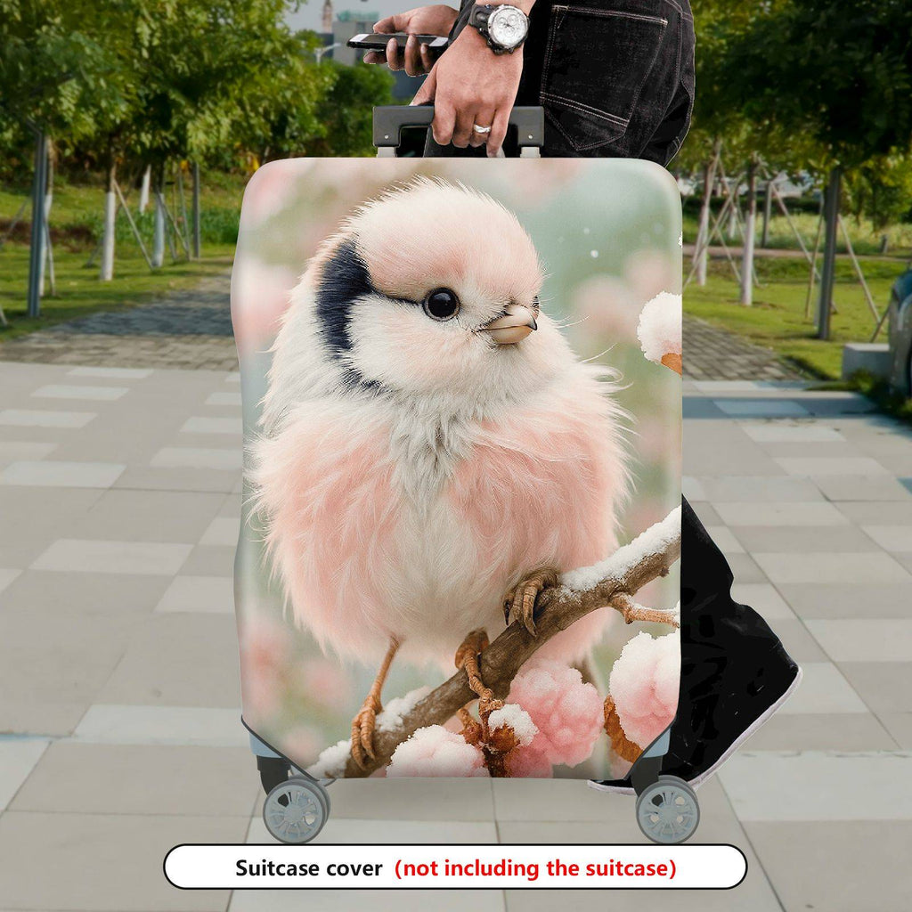 1-Piece Cute Bird Pink Floral Spring Winter Nature  Suitcase Luggage Cover, Stretch Protective Sleeve