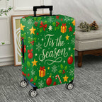 1-Piece Holiday Christmas Gift Ornament Holly Star  Suitcase Luggage Cover, Stretch Protective Sleeve