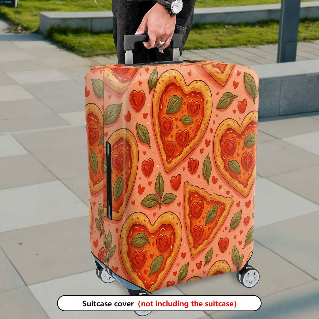 1-Piece Heart Pizza Love Romantic Cute Valentine  Suitcase Luggage Cover, Stretch Protective Sleeve