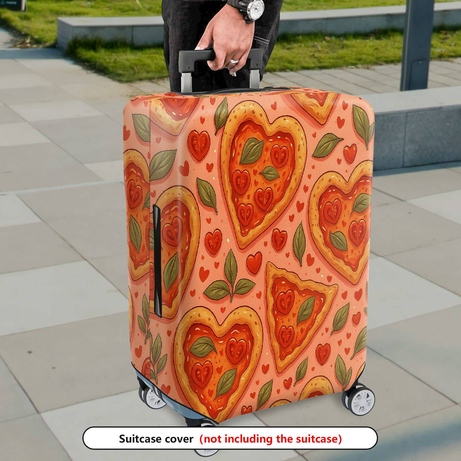 1-Piece Heart Pizza Love Romantic Cute Valentine  Suitcase Luggage Cover, Stretch Protective Sleeve