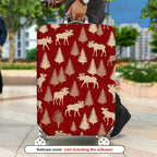 1-Piece Elk Tree Forest Red Holiday Festive  Suitcase Luggage Cover, Stretch Protective Sleeve