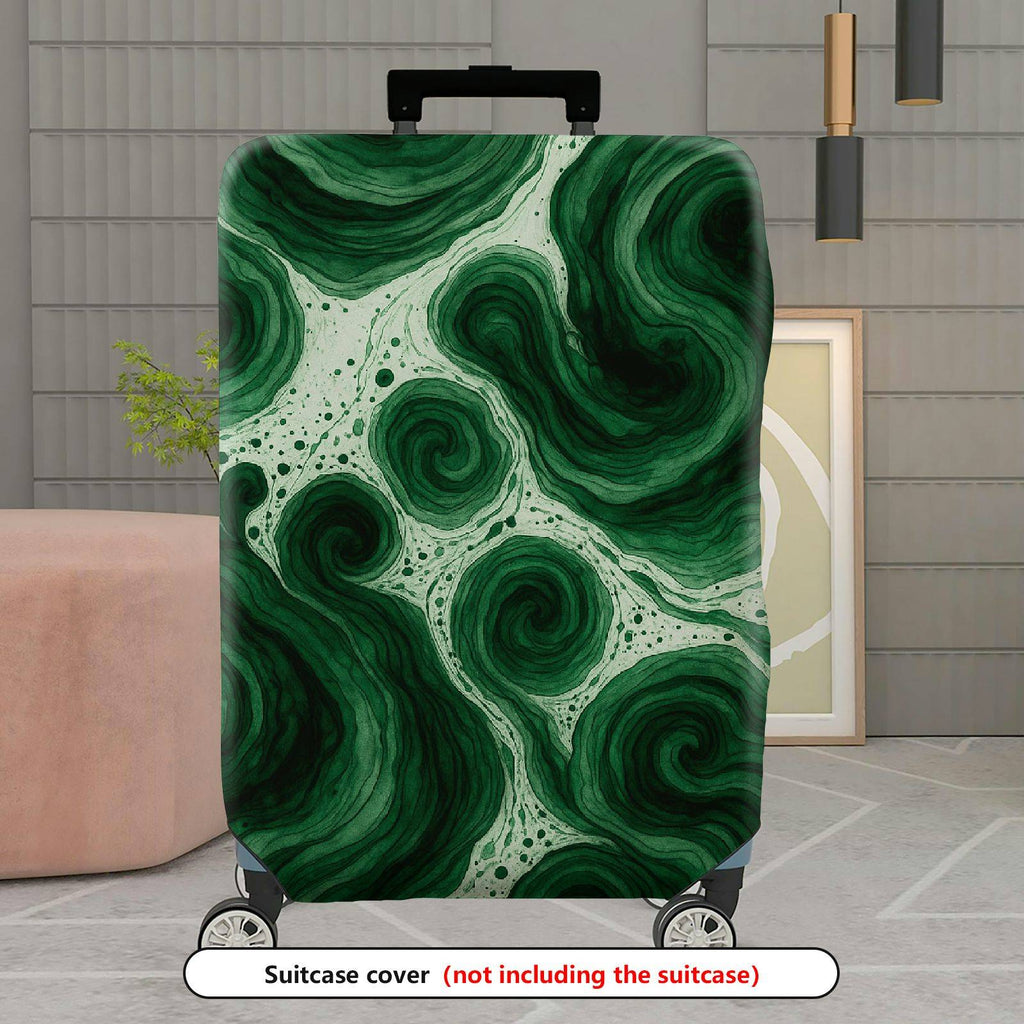 1-Piece Abstract Swirl Pattern Green Artistic Fluid Natural  Suitcase Luggage Cover, Stretch Protective Sleeve