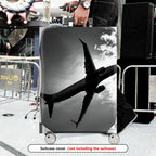 1-Piece Airplane Travel Clouds Sky Black and White  Suitcase Luggage Cover, Stretch Protective Sleeve