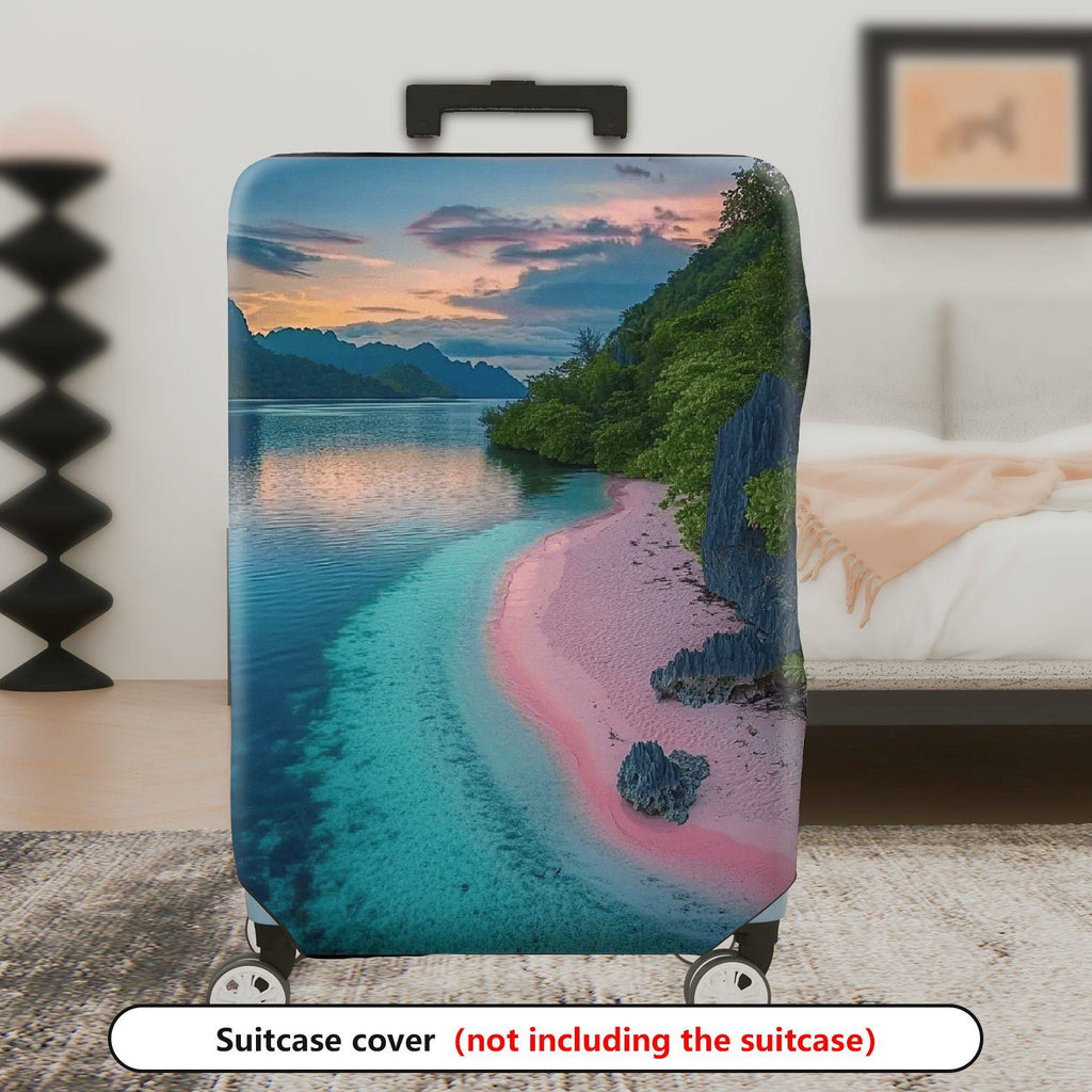 1-Piece Sunset Beach Ocean Nature Landscape Scenic  Suitcase Luggage Cover, Stretch Protective Sleeve