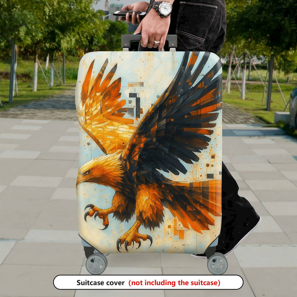 1-Piece Stylish Colorful Eagle Modern Art Geometric Travel  Suitcase Luggage Cover, Stretch Protective Sleeve