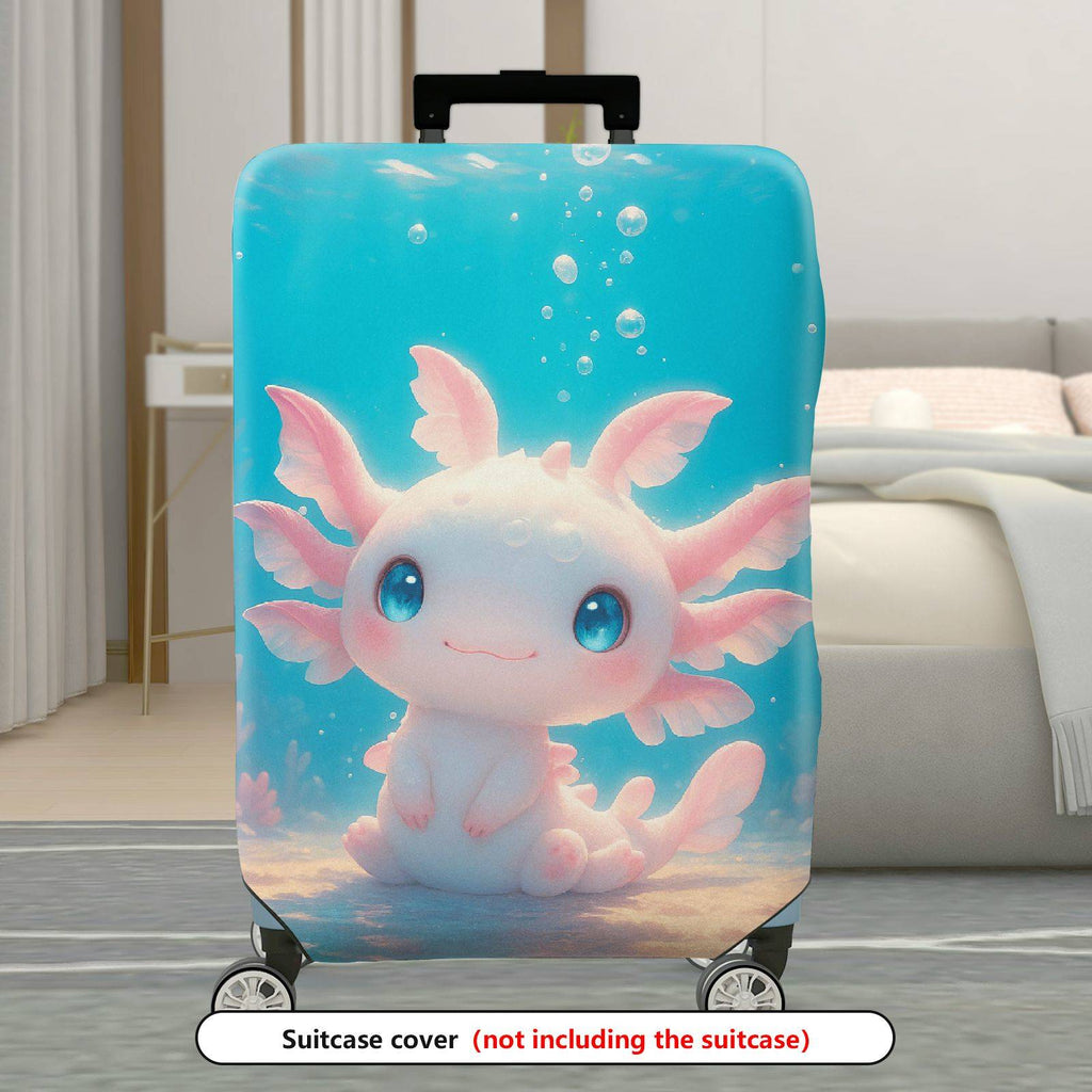 1-Piece Cute  Axolotl Coral Ocean Aqua Fantasy  Suitcase Luggage Cover, Stretch Protective Sleeve