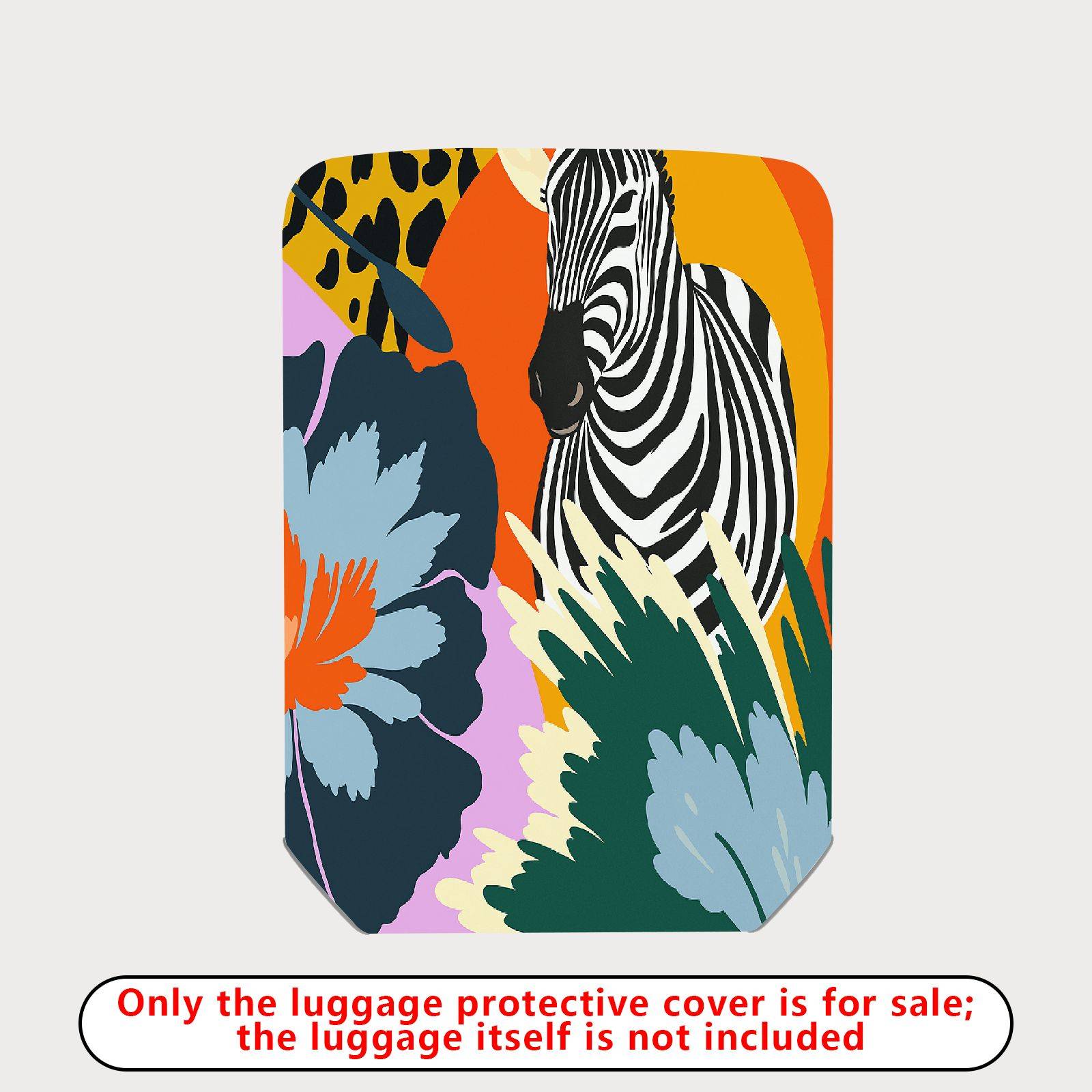 1-Piece Zebra Floral Animal Colorful Jungle  Suitcase Luggage Cover, Stretch Protective Sleeve
