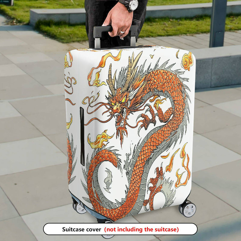 1-Piece Dragon Mythical Oriental  Fiery Artistic  Suitcase Luggage Cover, Stretch Protective Sleeve