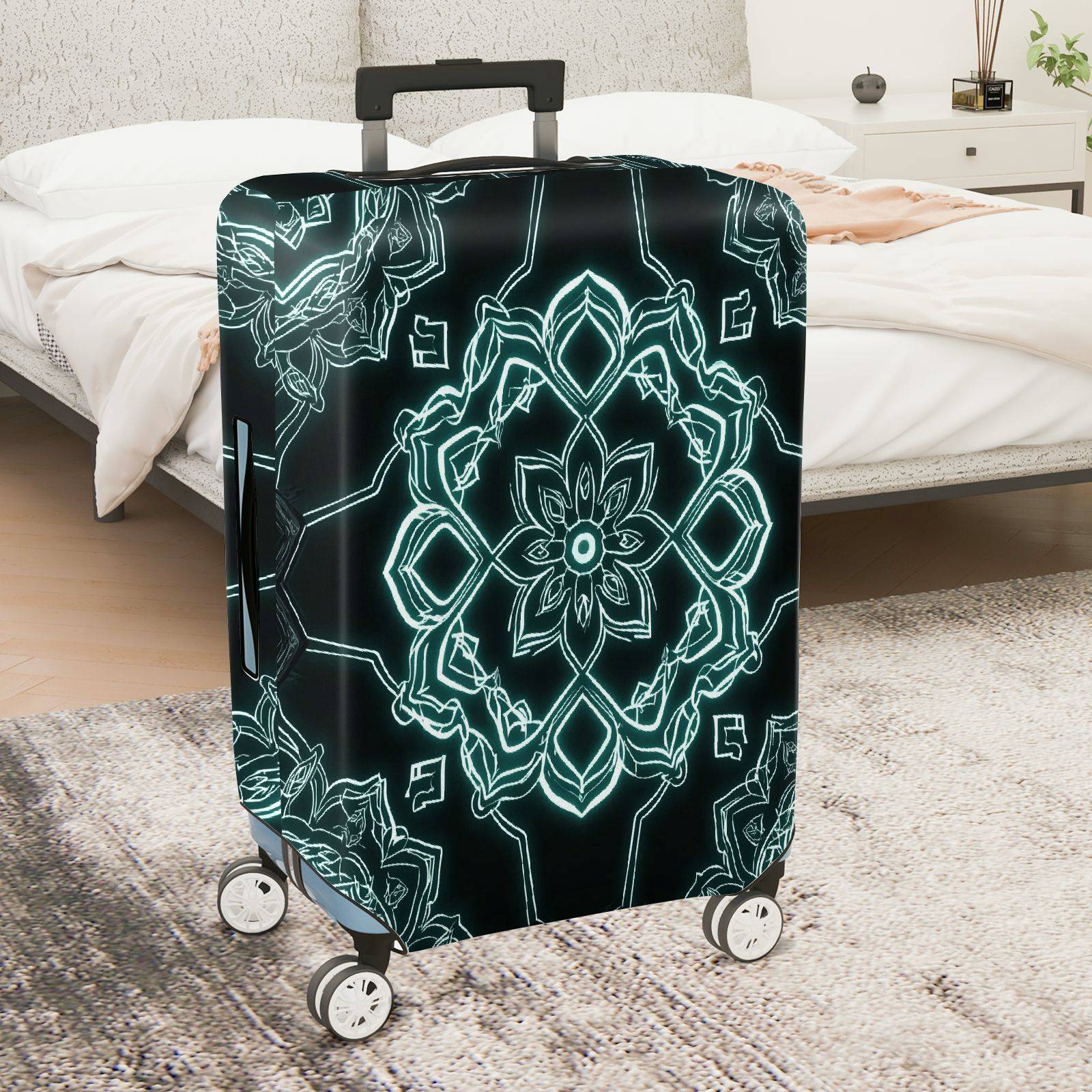 1-Piece Floral Mandala Geometric Pattern  Art  Suitcase Luggage Cover, Stretch Protective Sleeve