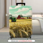 1-Piece Farm Tractor Wheat Field Barn Landscape  Suitcase Luggage Cover, Stretch Protective Sleeve
