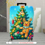 1-Piece Christmas Reindeer Tree Snow Holiday Festive  Suitcase Luggage Cover, Stretch Protective Sleeve